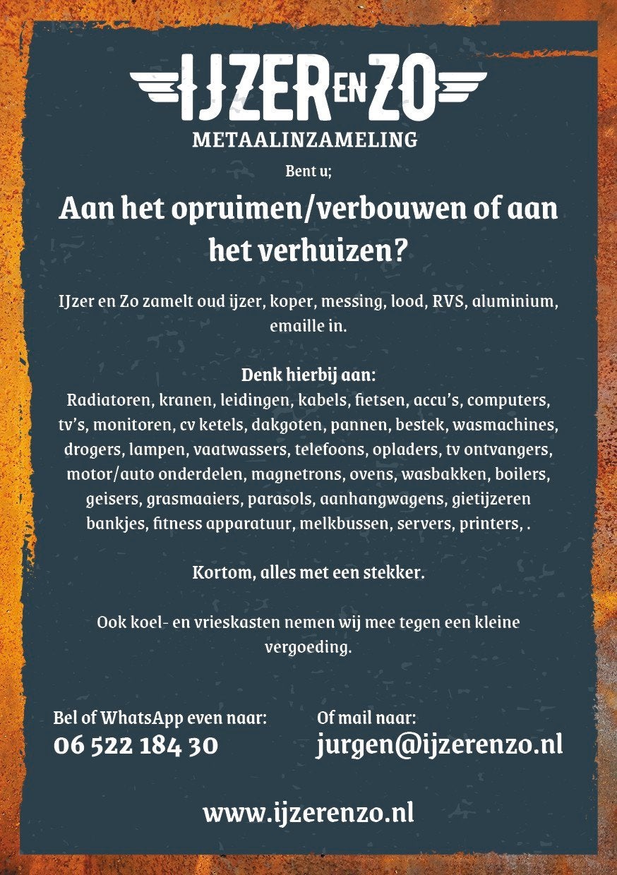 voor al uw oud ijzer en witgoed, Ophalen