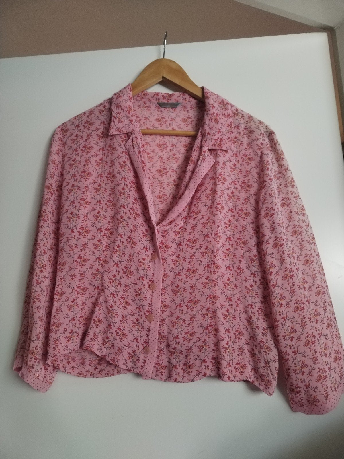 Turnover roze blouse met bloemenprint L, Maat 38/40 (M), Zo goed als nieuw, Roze, Turnover