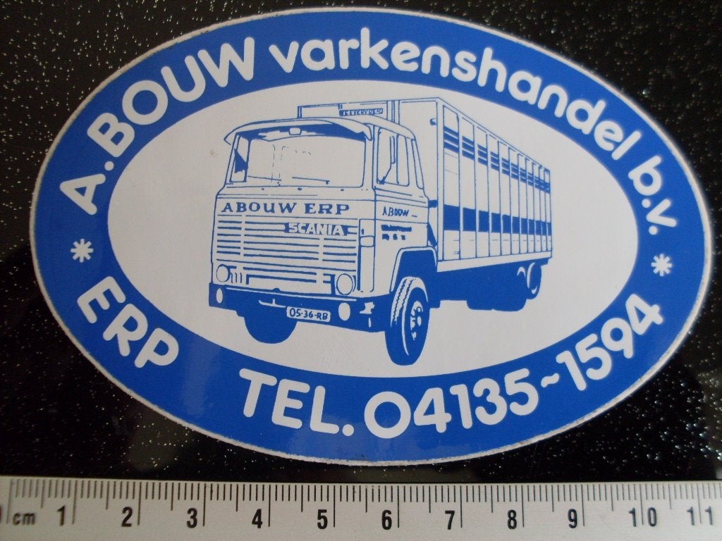 sticker A. Bouw varkenshandel erp logo scania truck vintage, Verzamelen, Verzenden, Zo goed als nieuw, Bedrijf of Vereniging