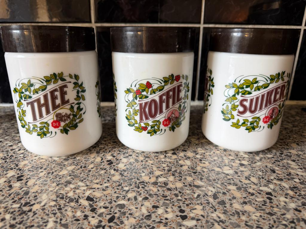 Vintage Douwe Egberts voorraadpotten (3 stuks), Ophalen