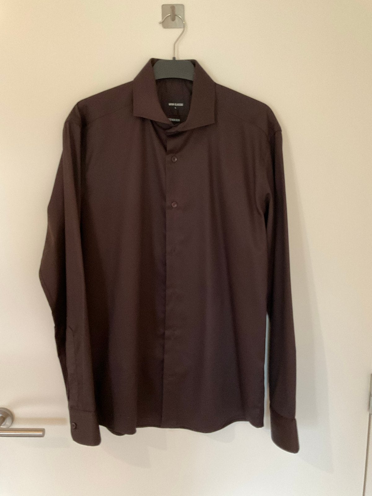 WAM Classic heren overhemd - Bruin - Maat L, Ophalen of Verzenden, Zo goed als nieuw, Bruin, Halswijdte 41/42 (L)