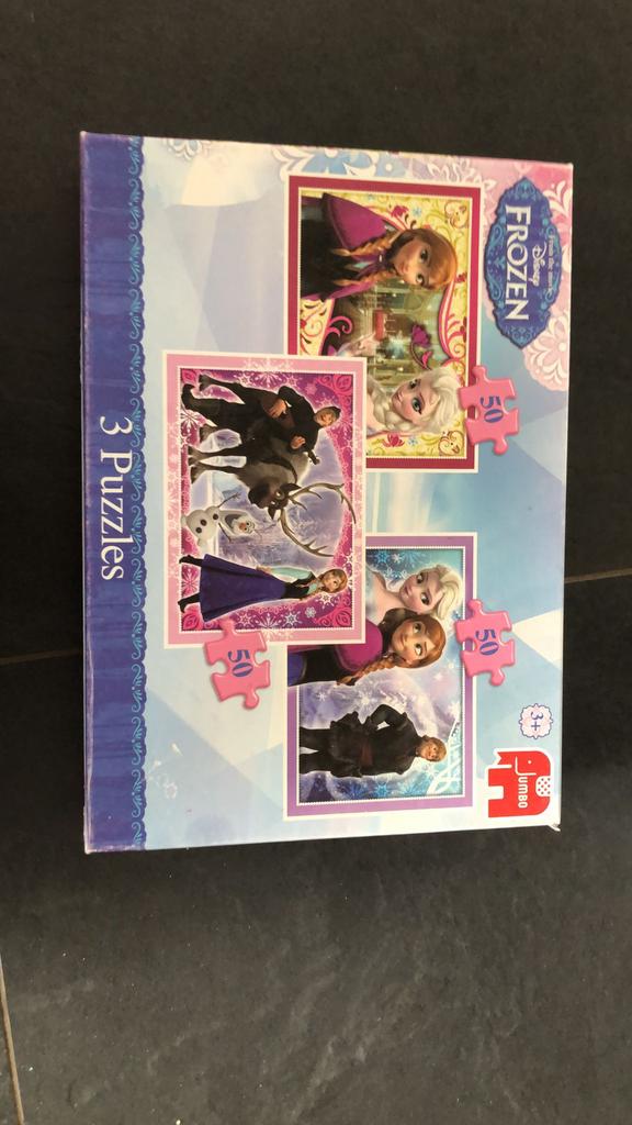 Frozen puzzel 3 in 1, Ophalen of Verzenden, Meer dan 50 stukjes, Gebruikt, 4 tot 6 jaar
