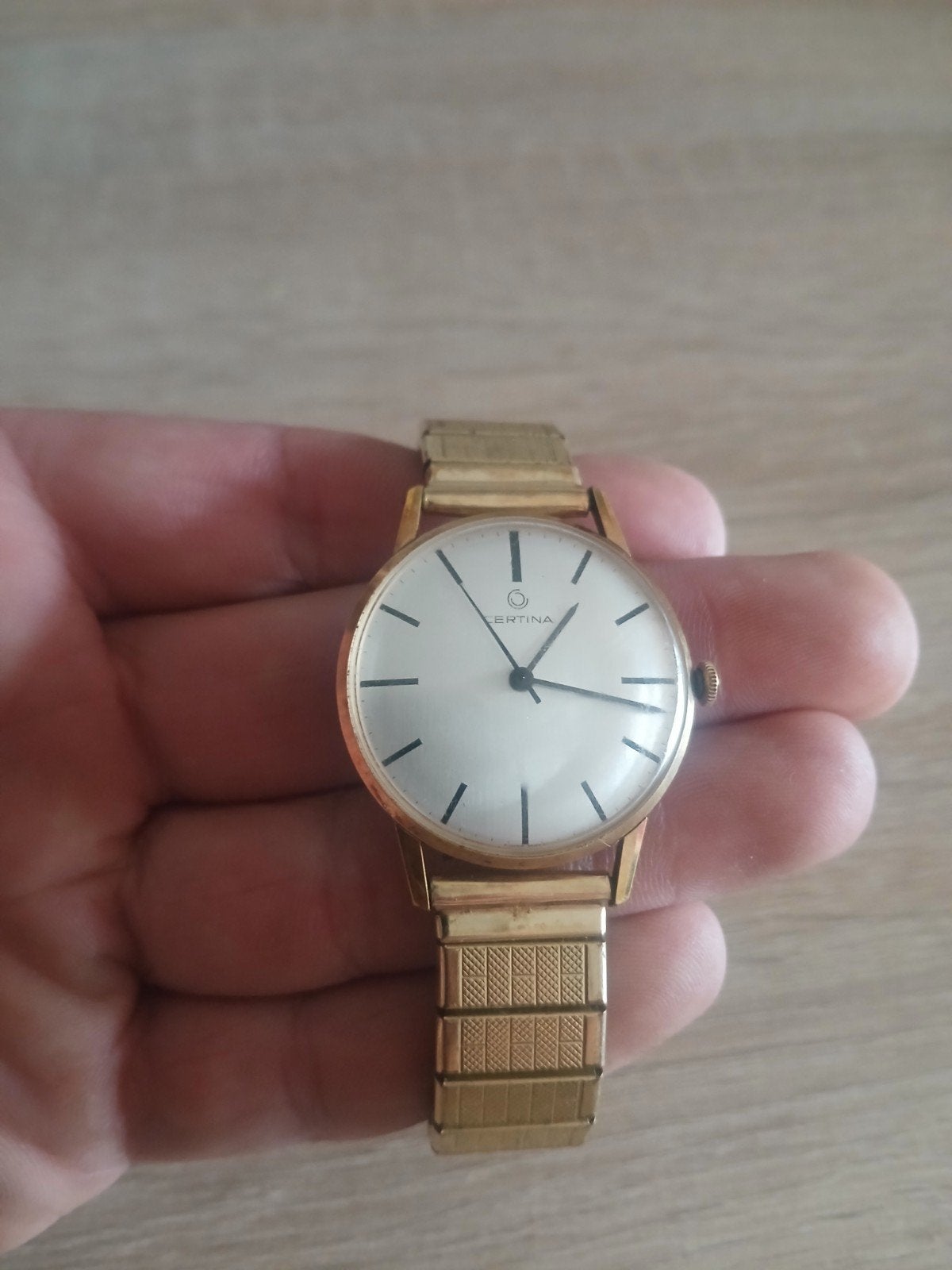 Certina horloge, verguld, met rekband, Sieraden, Tassen en Uiterlijk, Horloges | Antiek, Overige merken, Verguld, Goud, 1960 of later