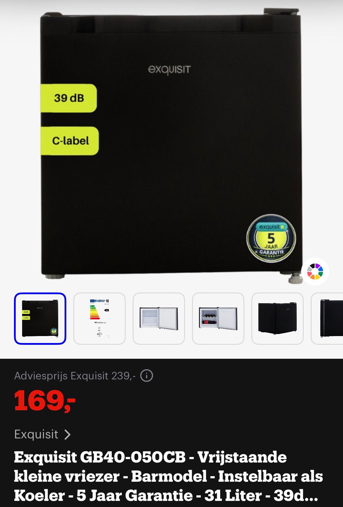 Exquisit GB40-050CB barmodel vriezer, Witgoed en Apparatuur, Ophalen of Verzenden, Zo goed als nieuw, Minder dan 60 cm