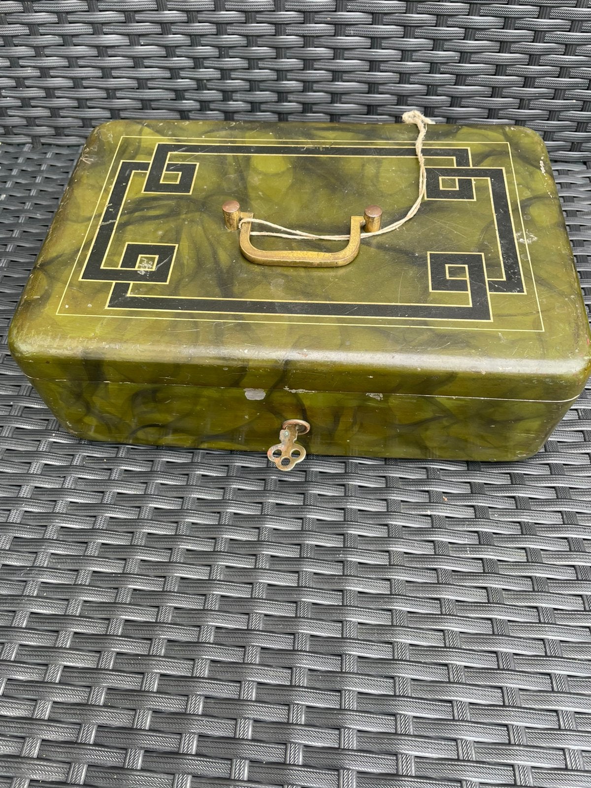 Antiek geld kist zware art-deco /kluis kist van ijzer, Ophalen of Verzenden, Gebruikt, Brandkast