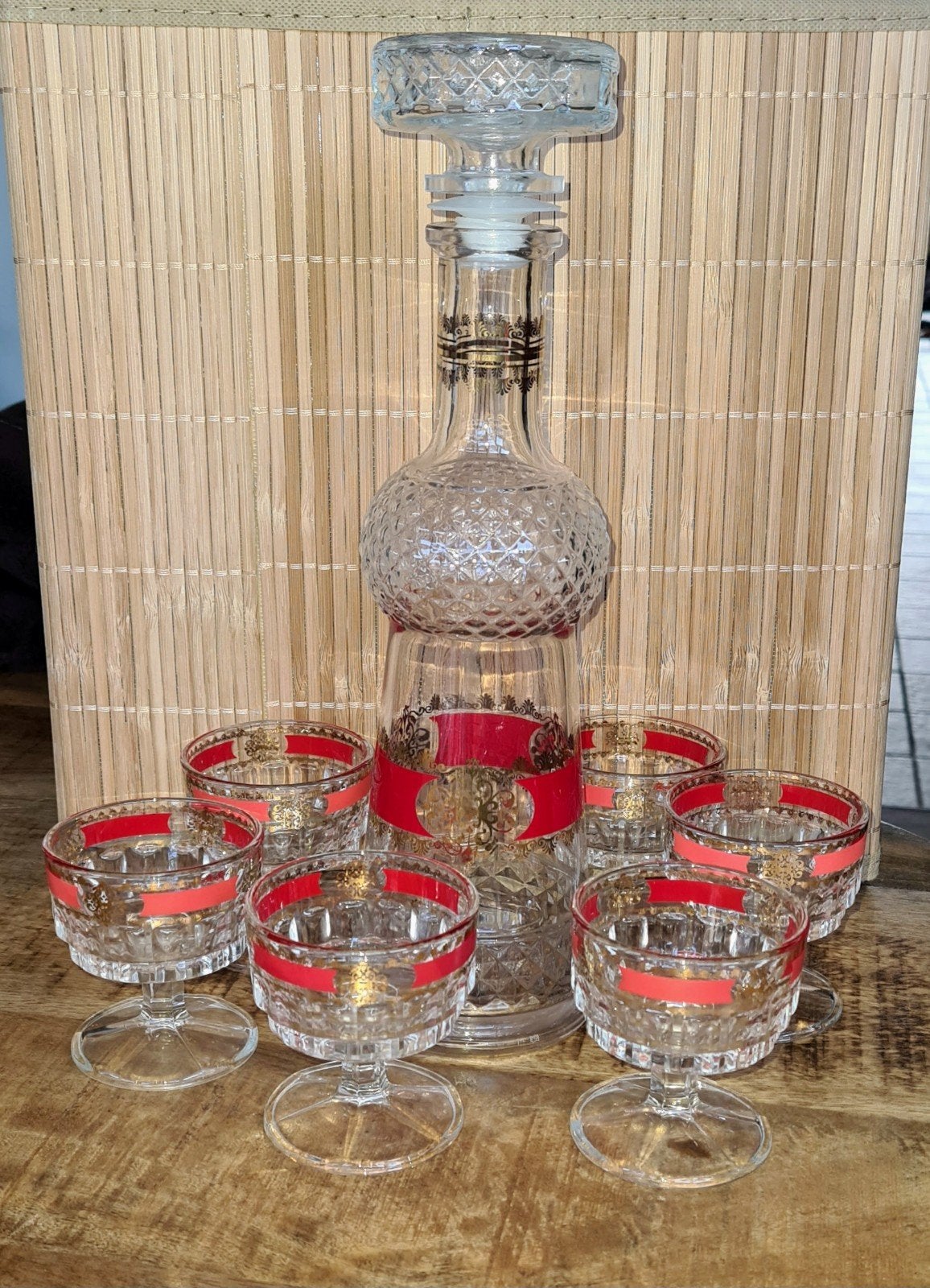 Mid Century Vintage Karafset met 6 Kleine Glazen, Likeurstel, Ophalen of Verzenden
