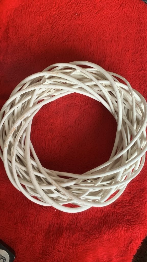 Witte rotan krans,  decoratie, o.a. kerst, 30 cm, Gebruikt, Krans, Rotan