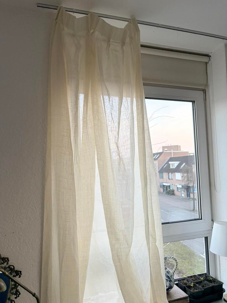 Linnen gordijnen 2 stuks 85x220, Huis en Inrichting, Ophalen of Verzenden, Zo goed als nieuw, 50 tot 100 cm, 200 cm of meer