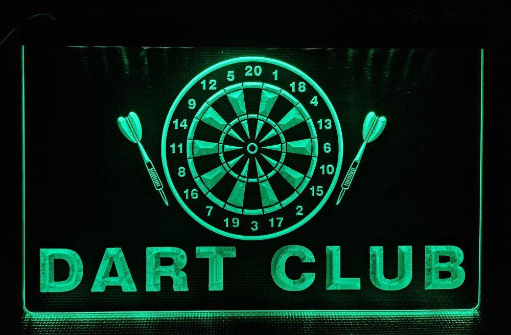 Dart Club darten ledlamp groen led reclame lamp wanddeco, Deco Noord, Nieuw, Ophalen of Verzenden, Minder dan 50 cm