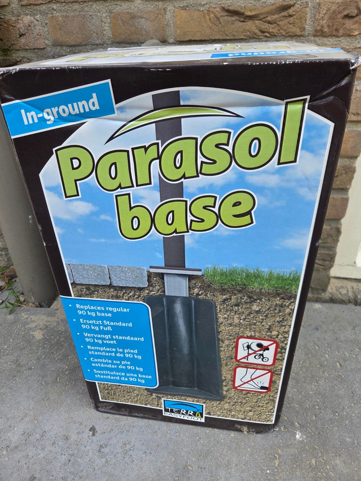 Nieuw - Terra EasyFoot In-ground Parasolvoet - 90kg equivale, Ophalen, Verstelbaar, Nieuw, Parasolvoet