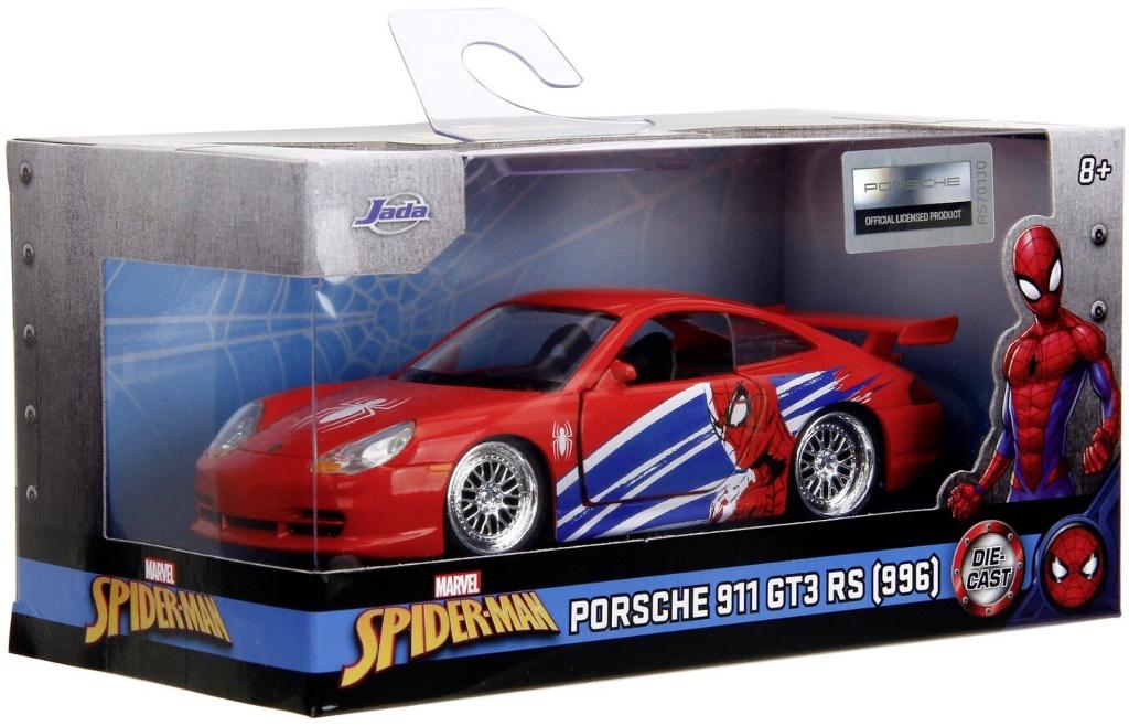 Jada Toys: Spider-Man - Porsche 911 GT3 RS (996) 1:32, Hobby en Vrije tijd, Modelauto's | 1:32, Overige merken, Auto, ., Nieuw