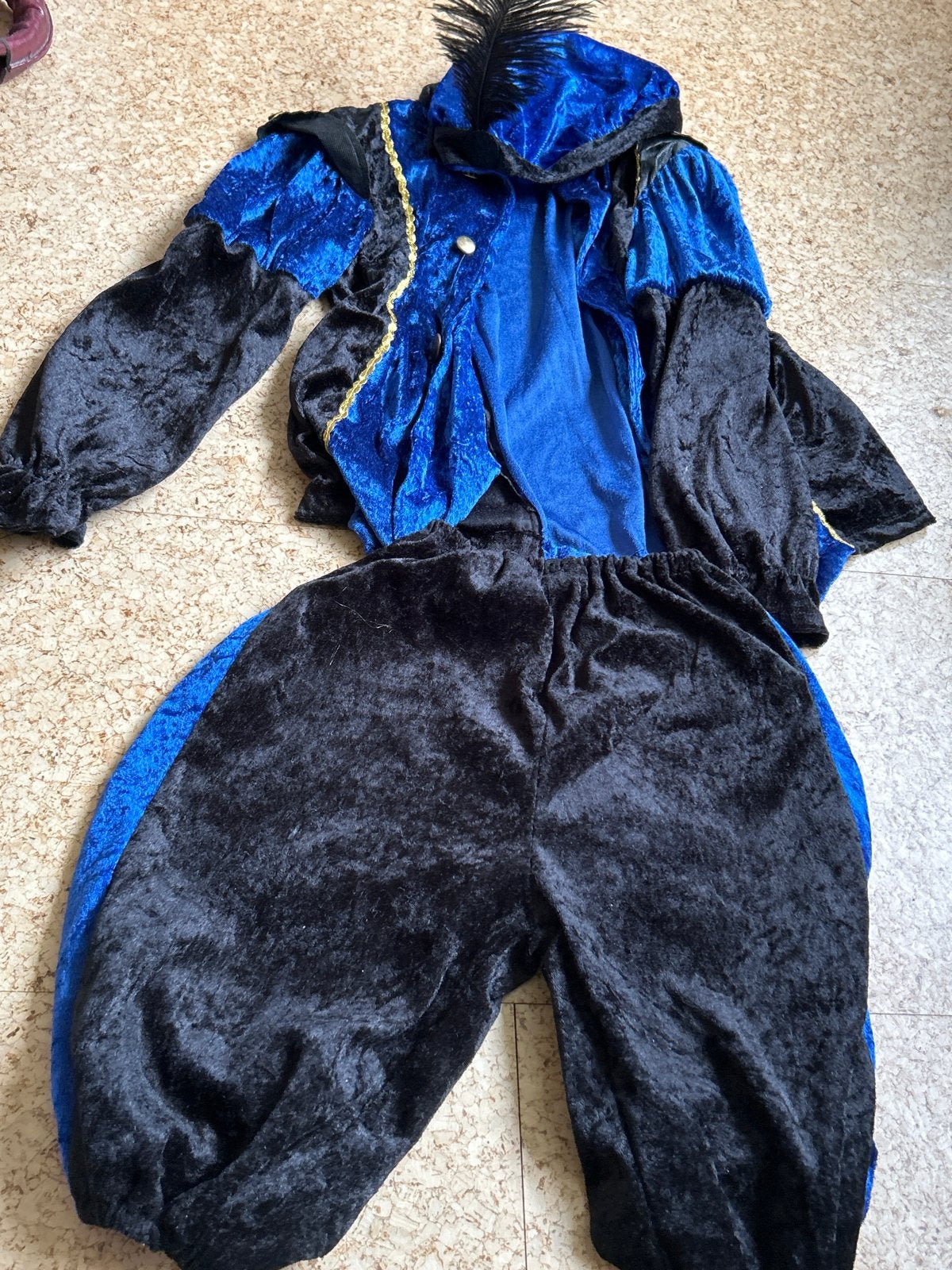 Prins/Piet kostuum blauw/zwart, maat 122-128, Ophalen of Verzenden, Gebruikt, 122 t/m 128, Jongen of Meisje