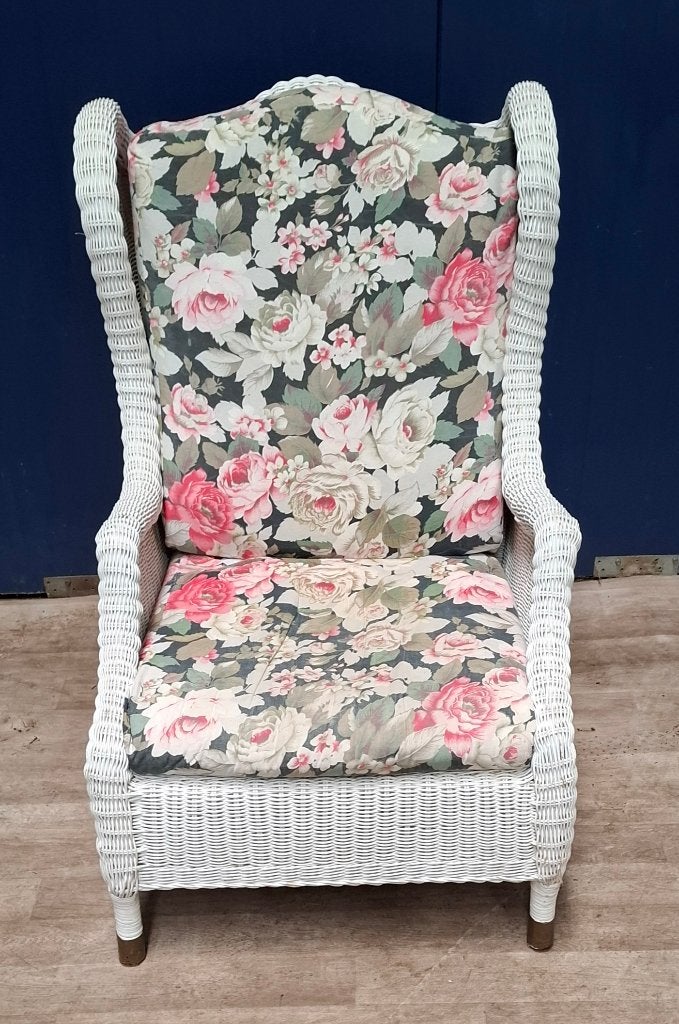 Oorfauteuil riet / rotan / Wicker armchair, Ophalen, Gebruikt, Bruin, Vintage