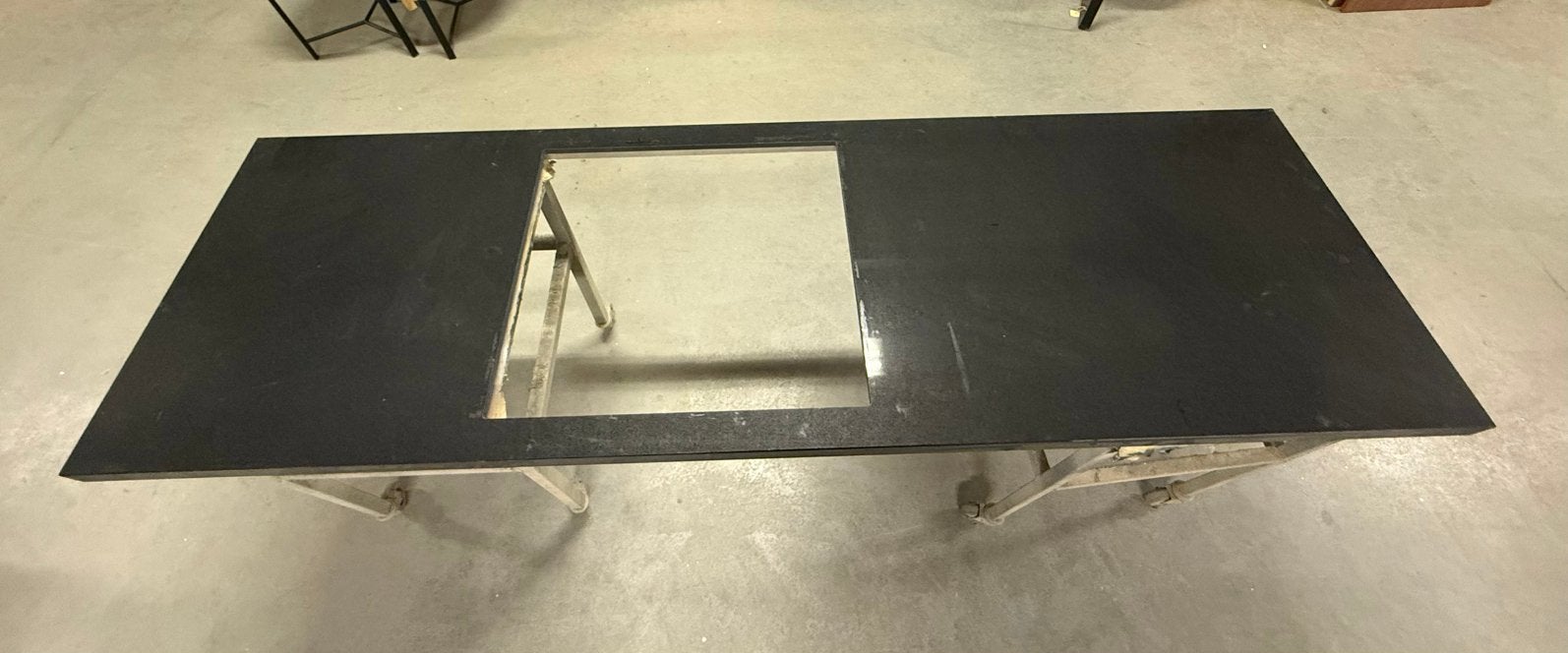 Keukenblad zwart composiet met sparing voor kookplaat, Ophalen, Gebruikt, Zwart, 200 cm of meer
