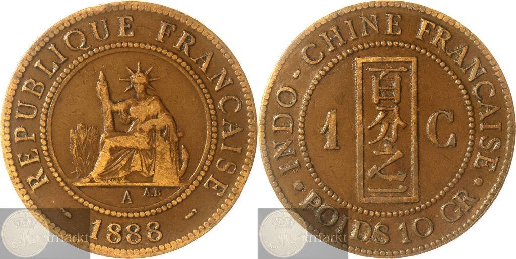 Frans-Indochina - 1 Cent 1888 'Paris', Ophalen of Verzenden, Zuidoost-Azië, Losse munt