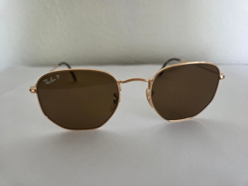 Ray-Ban Hexagonal RB3548N herenzonnebril, Zonnebril, Bruin, Verzenden, Zo goed als nieuw