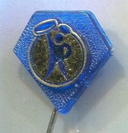 Turkstra beschuit blauw plastic speldje ( V_166), Verzenden, Zo goed als nieuw, Merk, Speldje of Pin