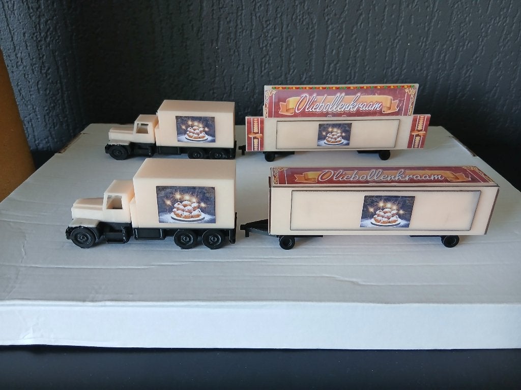 Oliebollenkraam Transporten KERMIS, Hobby en Vrije tijd, Overige merken, 1:50 of kleiner, Auto, Nieuw