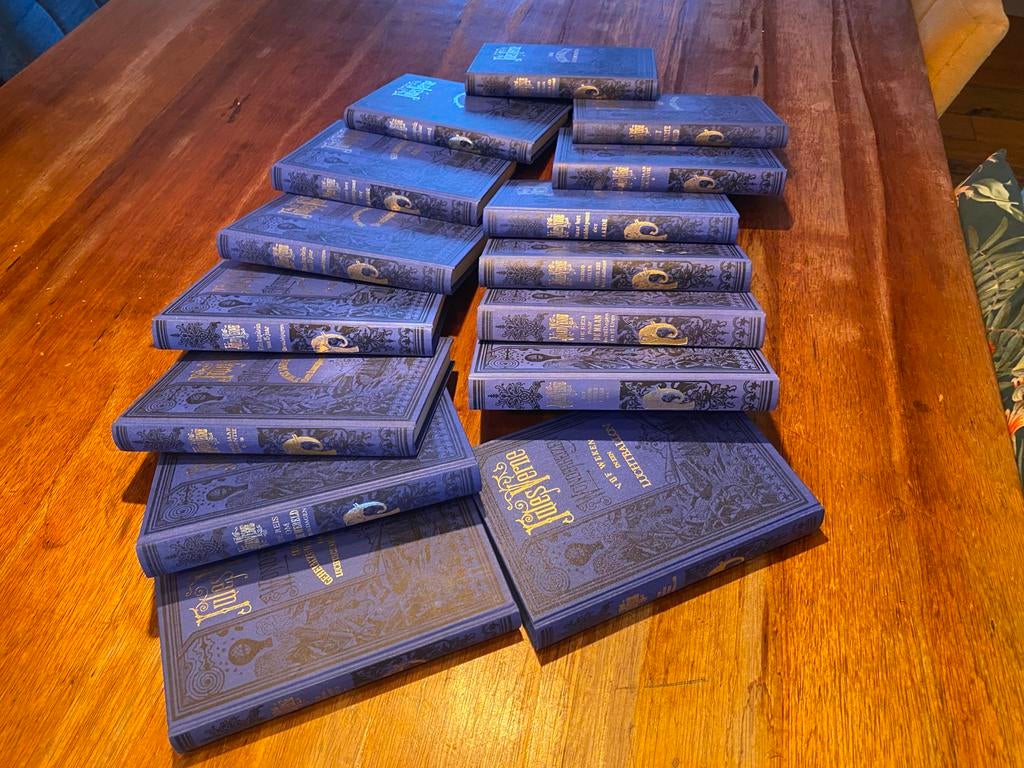 Jules Verne De Wonderreizen 15 boeken blauw bandjes, Ophalen of Verzenden, Zo goed als nieuw