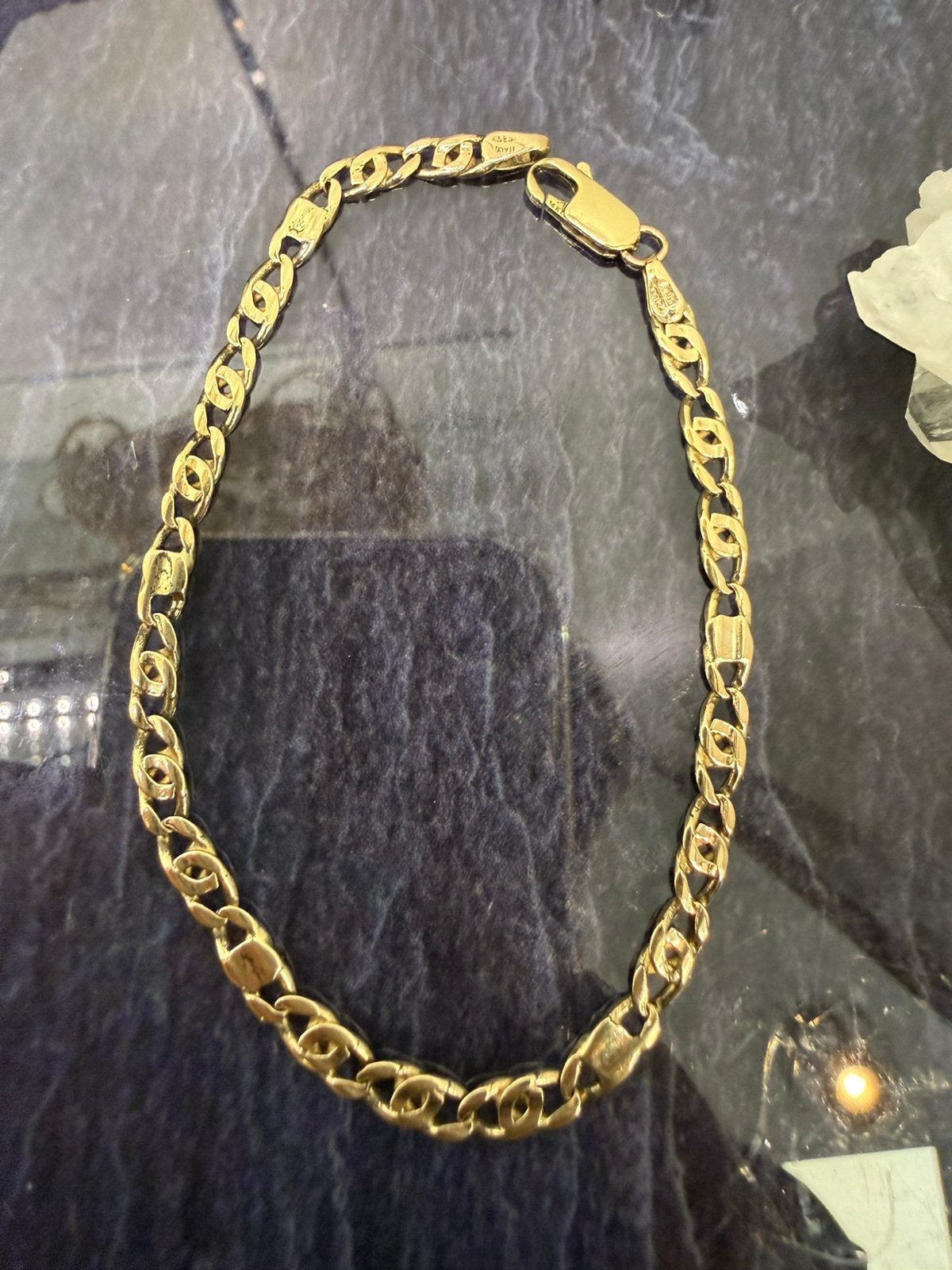 Prachtige 14 karaats gouden valkenoog armband, Ophalen of Verzenden, Zo goed als nieuw, Goud