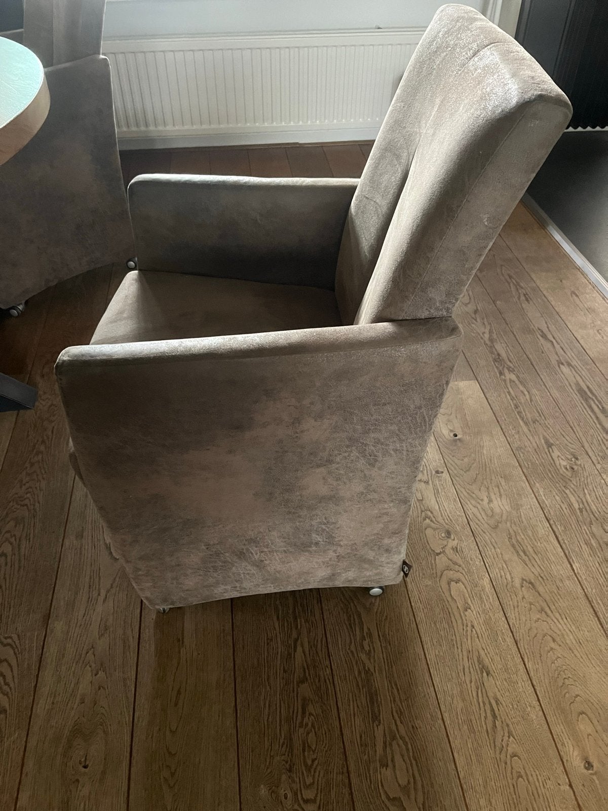 H&H Eetkamerstoel met wieltjes - Taupe/Grijs, Ophalen, Gebruikt, Overige kleuren, Eén