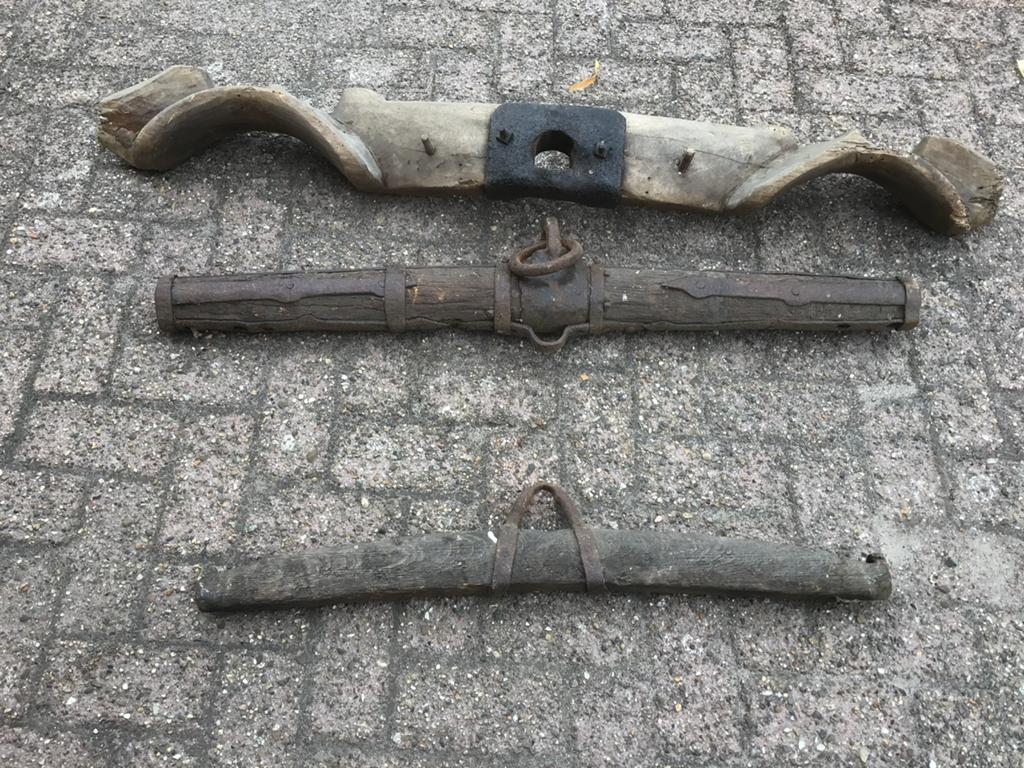 Juk/ossenhaam en twee knuppels voor haam/trektuig, Antiek en Kunst, Ophalen