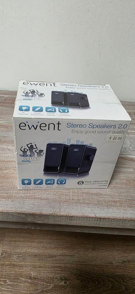 Ewent EW3504 Stereo Speakers 2.0, Computers en Software, Pc speakers, Ophalen of Verzenden, Nieuw, Ewent