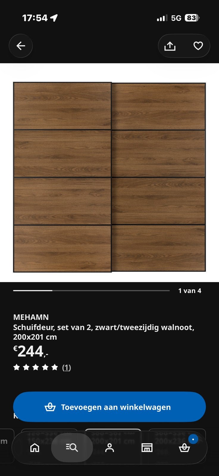 IKEA PAX MEHAMN Schuifdeuren Walnoot 200x201, Ophalen, Gebruikt, Minder dan 25 cm, 200 cm of meer