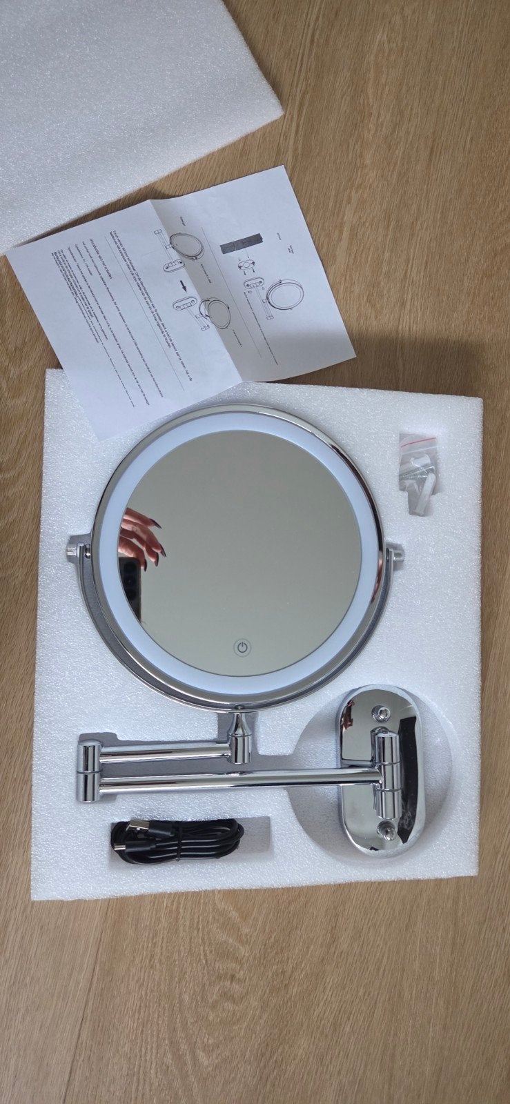 Verlichte make-up spiegel met uitschuifbare arm, Minder dan 50 cm, Rond, Nieuw, Ophalen of Verzenden