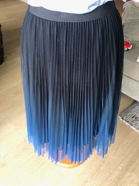 Marccain - 4 delig - blauwe rok, truitje, shirt, wollen trui, Maat 38/40 (M), Verzenden, Zwart, Zo goed als nieuw