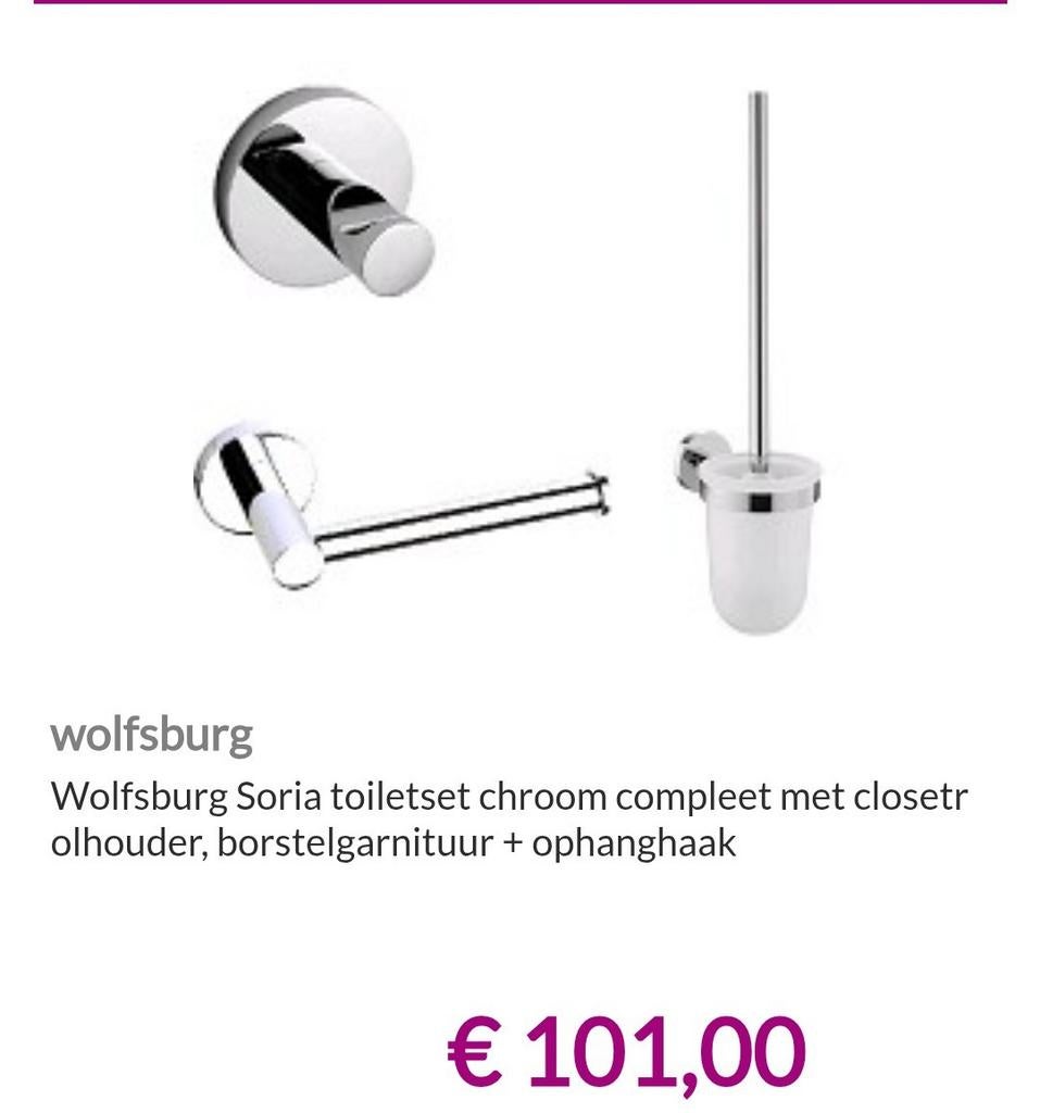 Wolfsburg Soria toiletset chroom, Ophalen