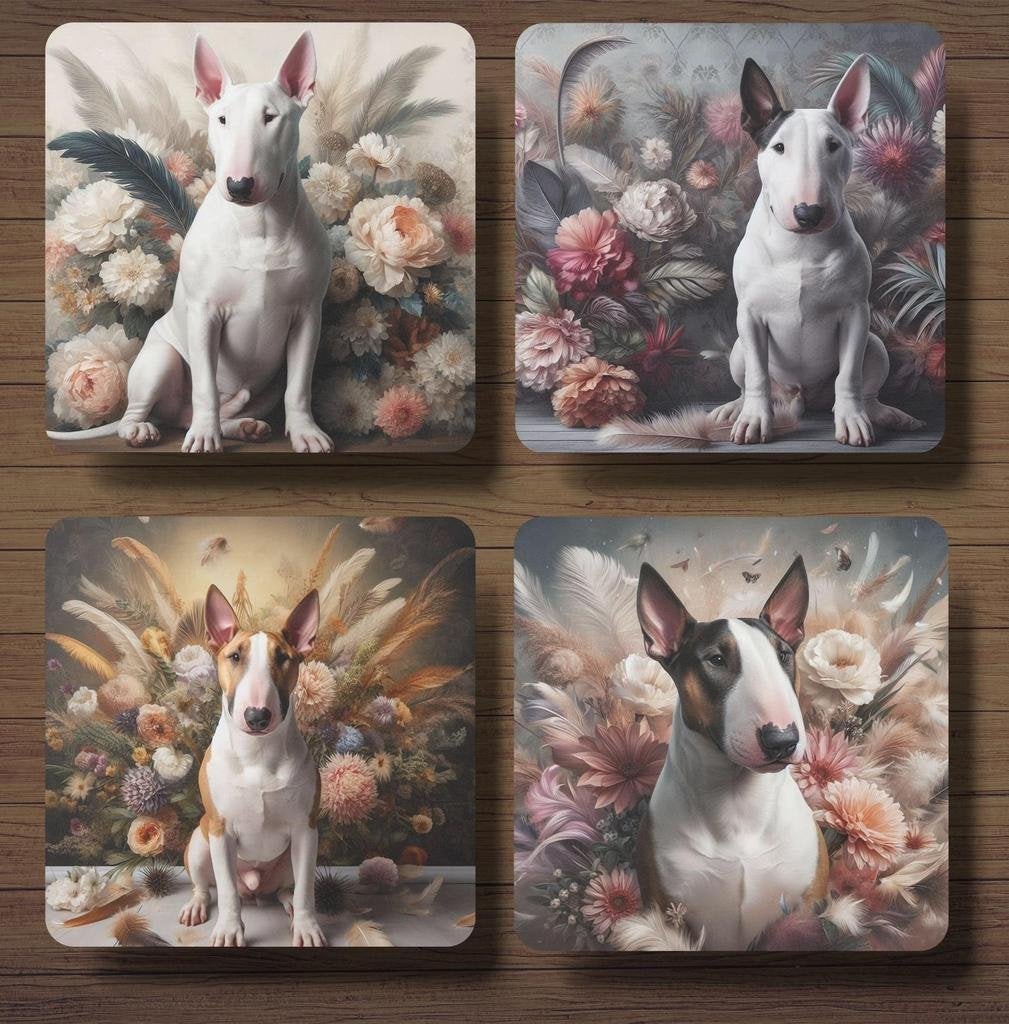 Bullterrier Barok stijl onderzetters met houder, Ophalen of Verzenden, Nieuw