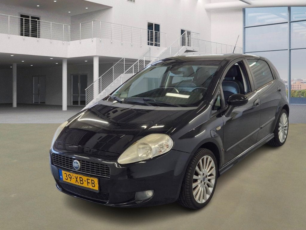 Fiat Grande Punto 1.4-16V Emotion/ LEDER/ CRUISE, Auto's, Voorwielaandrijving, 400 kg, Grande Punto, Zwart