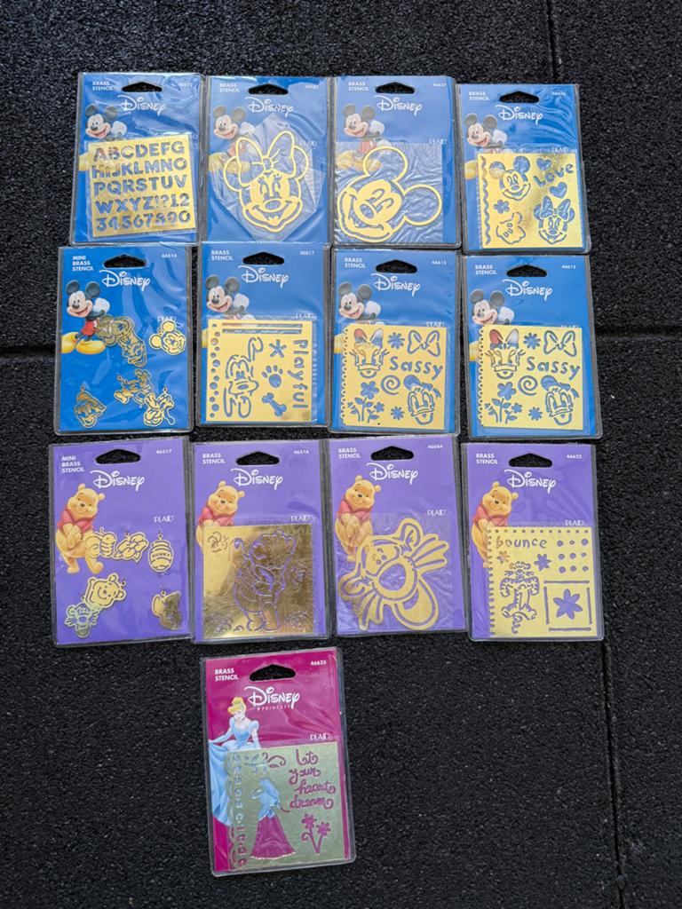 Disney Brass Stencils - Mickey, Minnie, Winnie de Poeh, Goud, Dieren, Nieuw, Overige merken