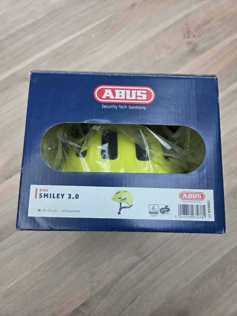 ABUS Smiley 3.0 Kids Fietshelm - Shiny Yellow (M 50-55cm), Fietsen en Brommers, Fietsaccessoires | Fietshelmen, M, Jongen of Meisje