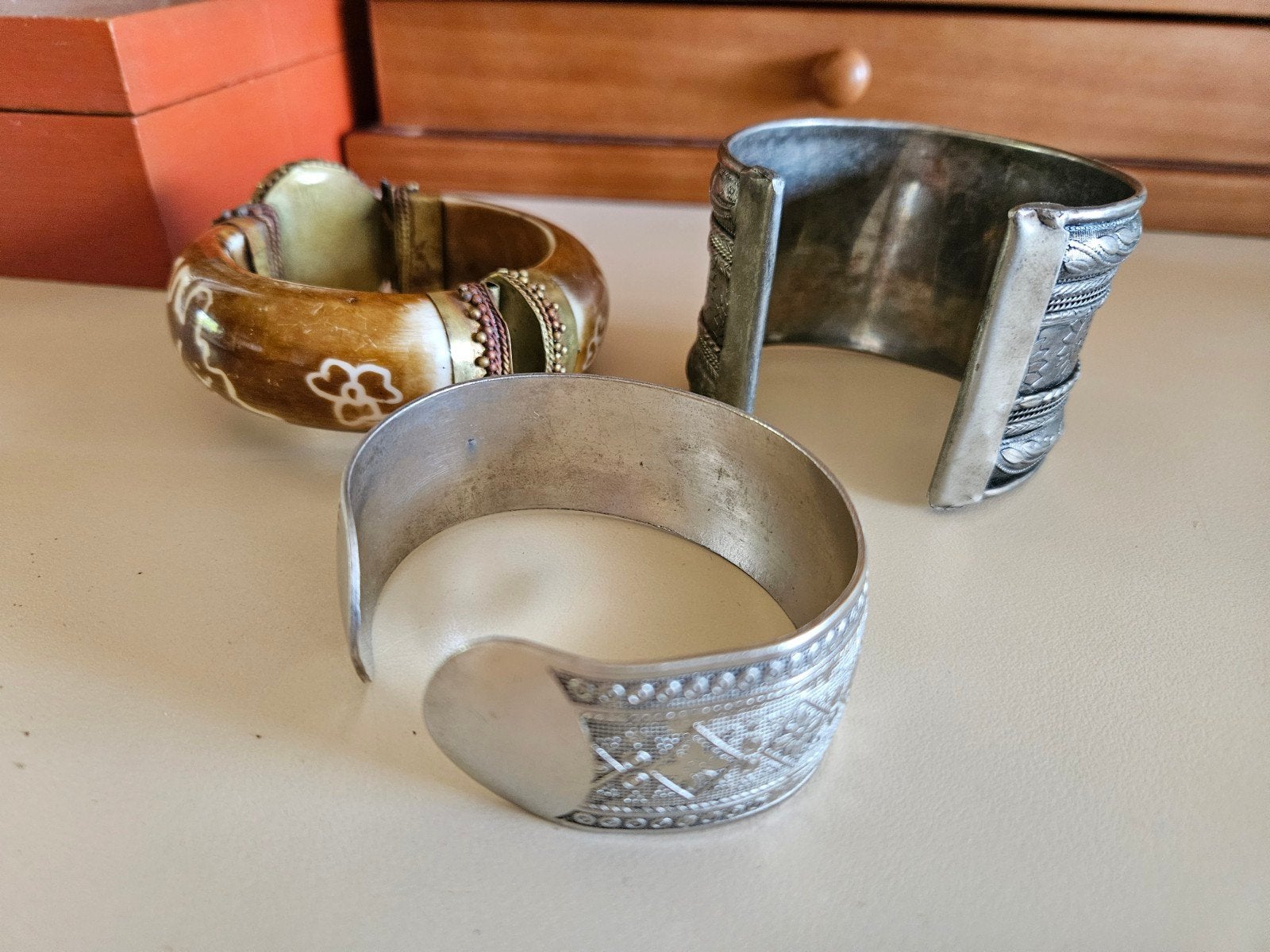 3 vintage tribal soho armbanden, Overige merken, Overige materialen, Gebruikt, Ophalen of Verzenden