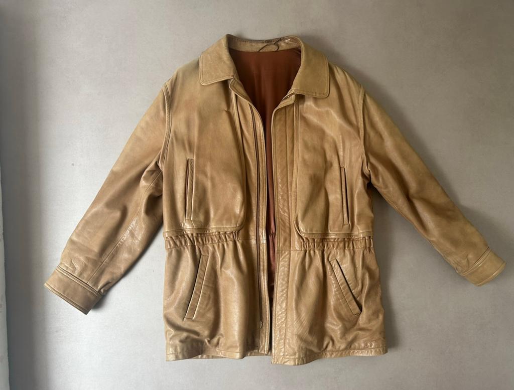 Vintage Ledermann Leren Jas Jaren '70/'80, Ophalen of Verzenden, Gedragen, Beige