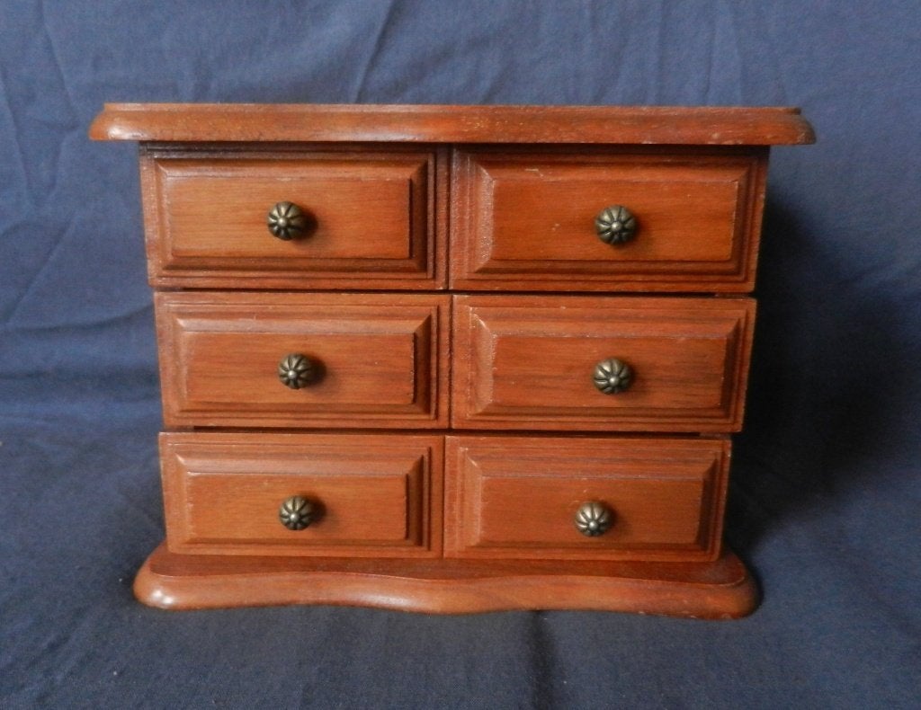 Miniatuur houten ladenkastje met klepdeksel hxbxd: 14x18x13, Ophalen of Verzenden