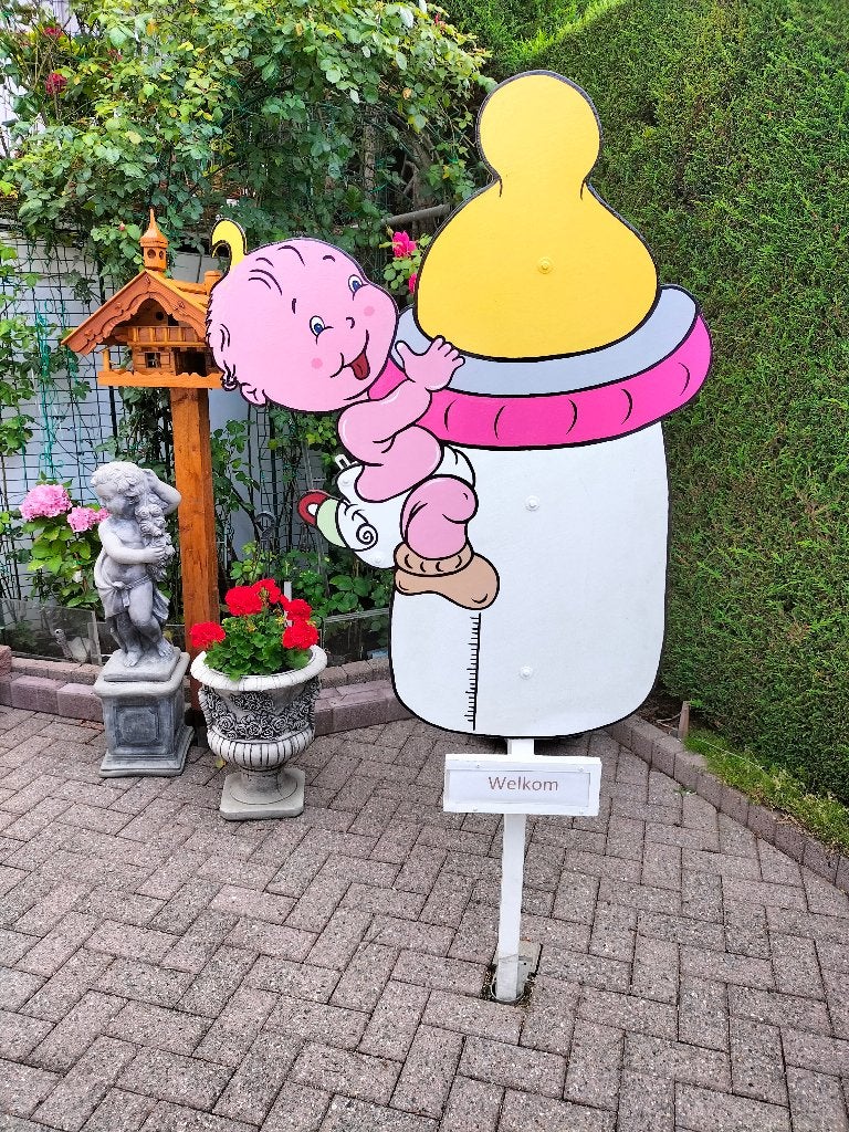 Geboortebord baby op roze drinkfles roze of blauwe + gratis., Ophalen, Nieuw, Geboortebord