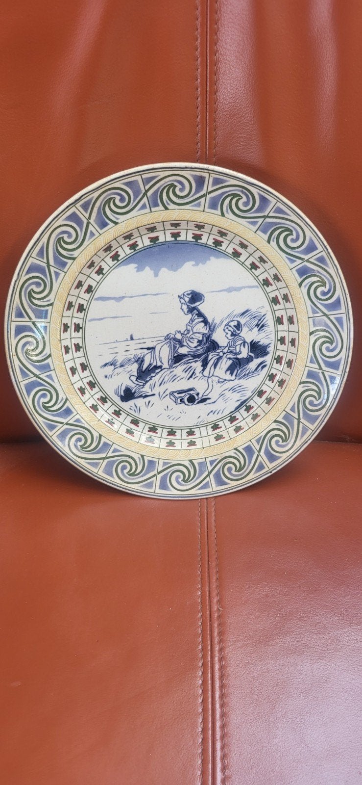 Delfts blauw decoratief bord met Hollands tafereel, Ophalen of Verzenden