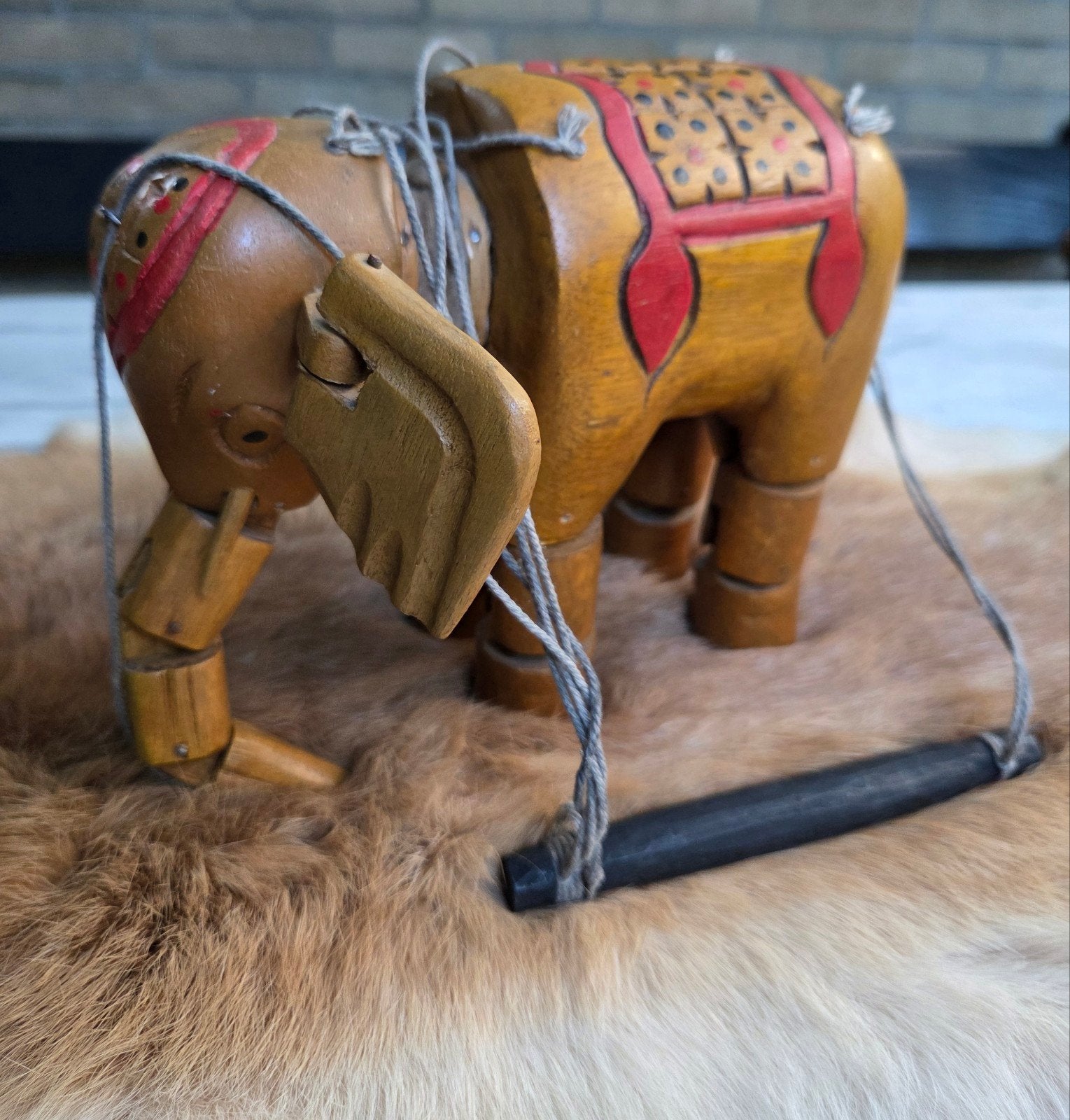 Vintage houten olifant marionet, Ophalen of Verzenden