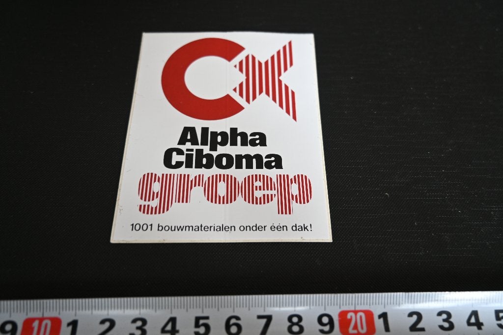 sticker Alpha Ciboma Groep  bouwmaterialen, Verzamelen, Ophalen, Zo goed als nieuw