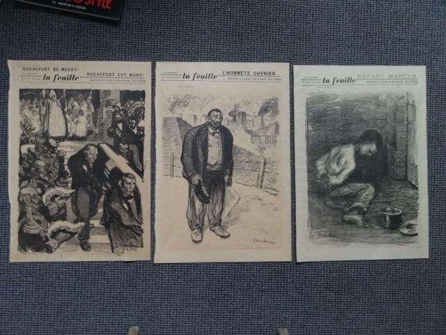 3 lithos van Steinlen.(1859-1923) uit 1898 45 x 31 cm., Verzenden