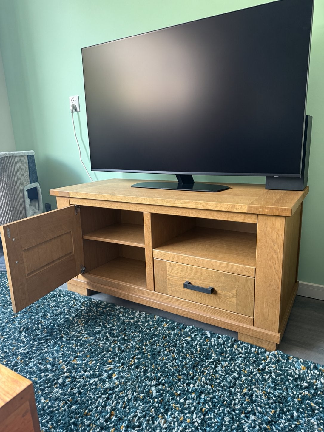 Eikenhouten tv meubel massief Tv-kastje Kentucky, Ophalen, 100 tot 150 cm, Zo goed als nieuw, Minder dan 100 cm