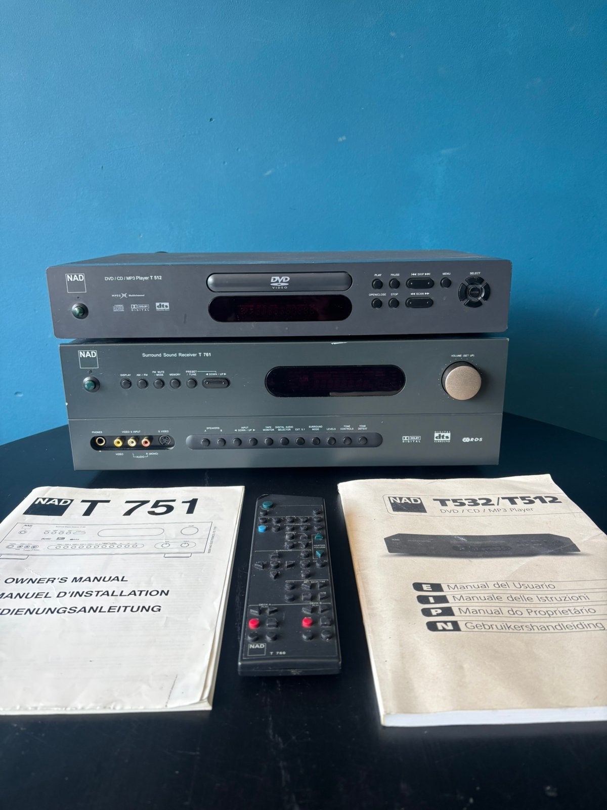 NAD T 761 Receiver en T 512 DVD/CD/MP3 Speler, Ophalen, Gebruikt, Overige merken
