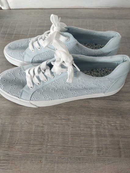 Graceland jeans look canvas dames gympen broderie motief, Blauw, Ophalen of Verzenden, Sneakers of Gympen, Graceland