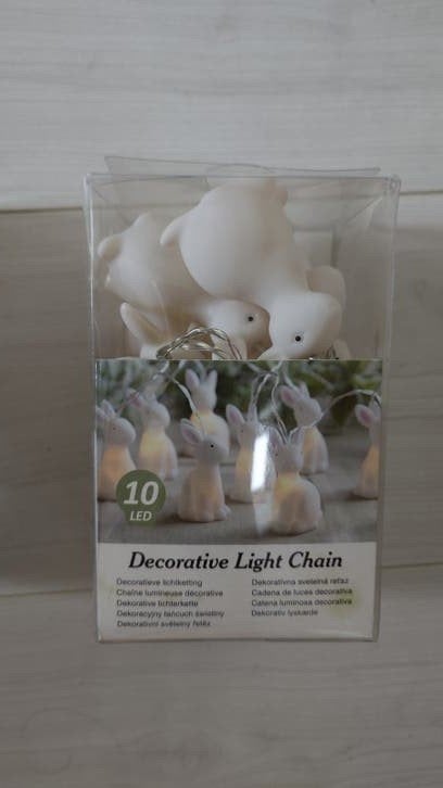 Decoratieve LED-lichtketting met konijntjes - 10 LED's, Nieuw, Kunststof, Ophalen of Verzenden, Modern