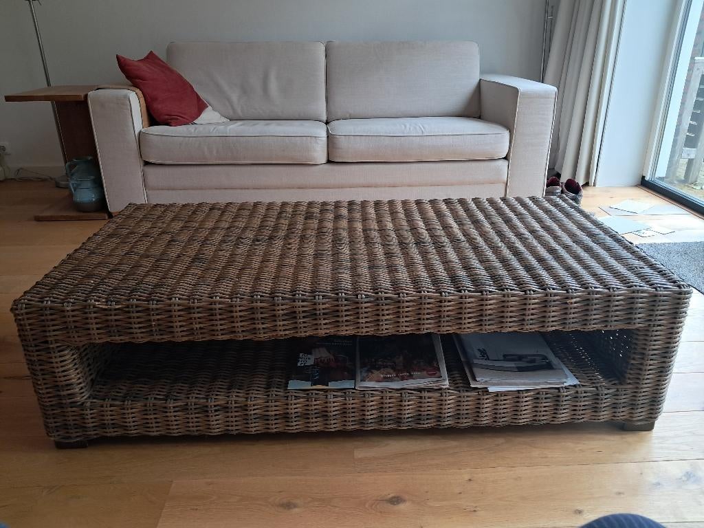 rotan salontafel, Huis en Inrichting, Tafels | Salontafels, Ophalen, Overige materialen, Gebruikt, 100 tot 150 cm