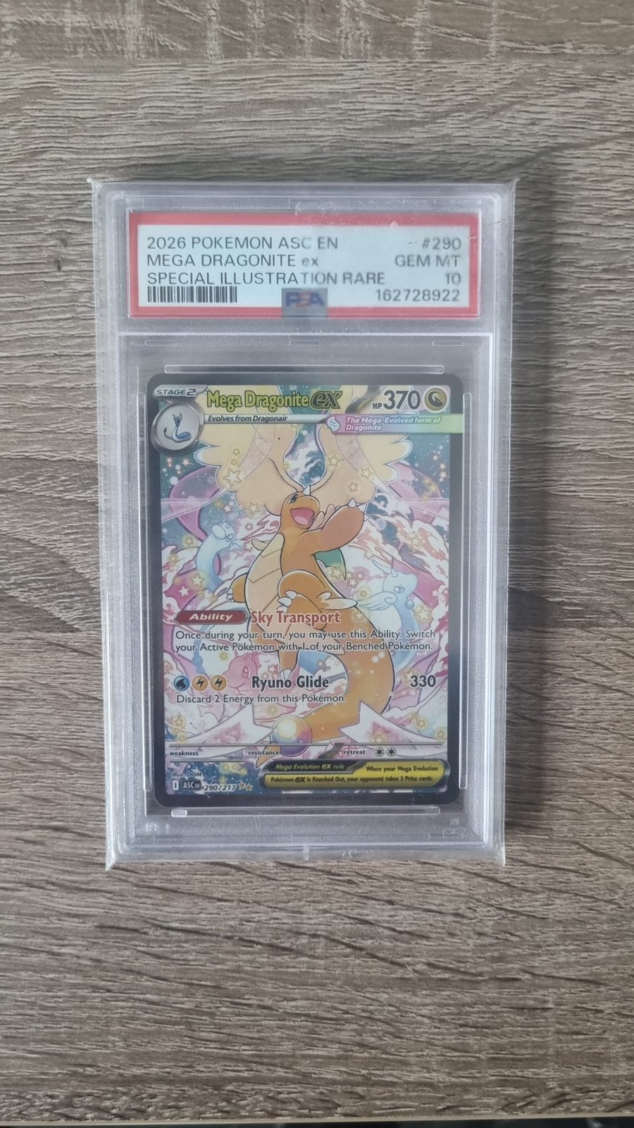 Mega Dragonite EX 290/217 PSA 10, Ophalen of Verzenden, Nieuw, Losse kaart, Foil