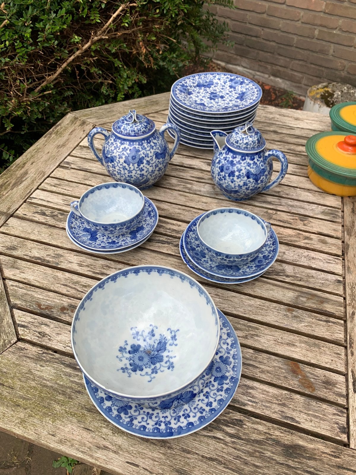 vintage servies blauw-wit porselein in Japanse of "Delfts, Verzenden